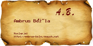 Ambrus Béla névjegykártya