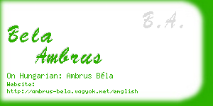 bela ambrus business card
